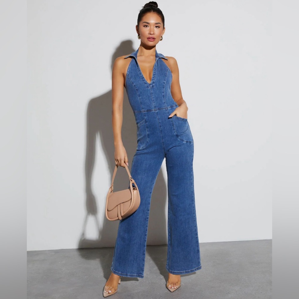NWT Ali Halter Style Denim Jumpsuit |Size XL LAST ONE!!
